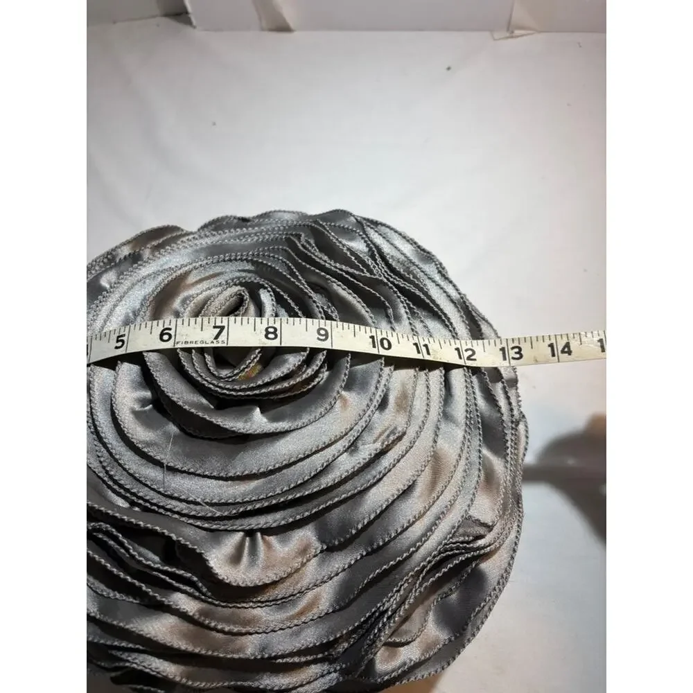 Cynthia Rowley Silver Satin Rose Pillow